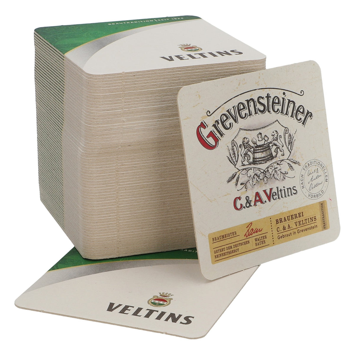 70 sottobicchieri in vetro Veltins/Grevensteiner 9x9 cm