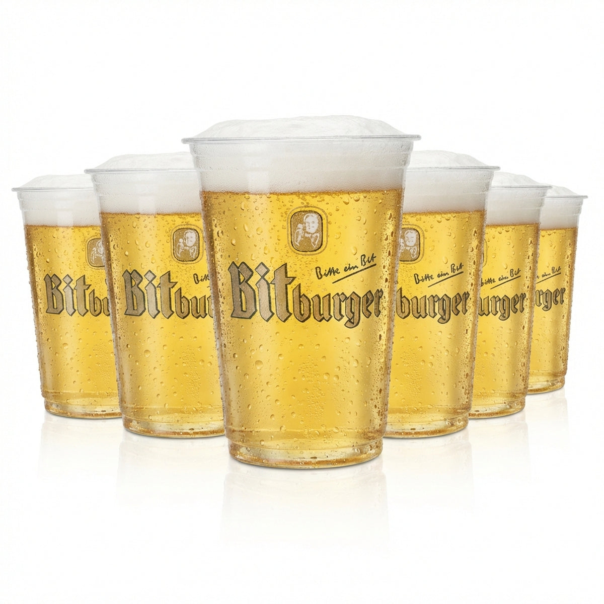80 bicchieri Bitburger da 0,25 l in plastica monouso per birra, calibrati, prodotti biologici