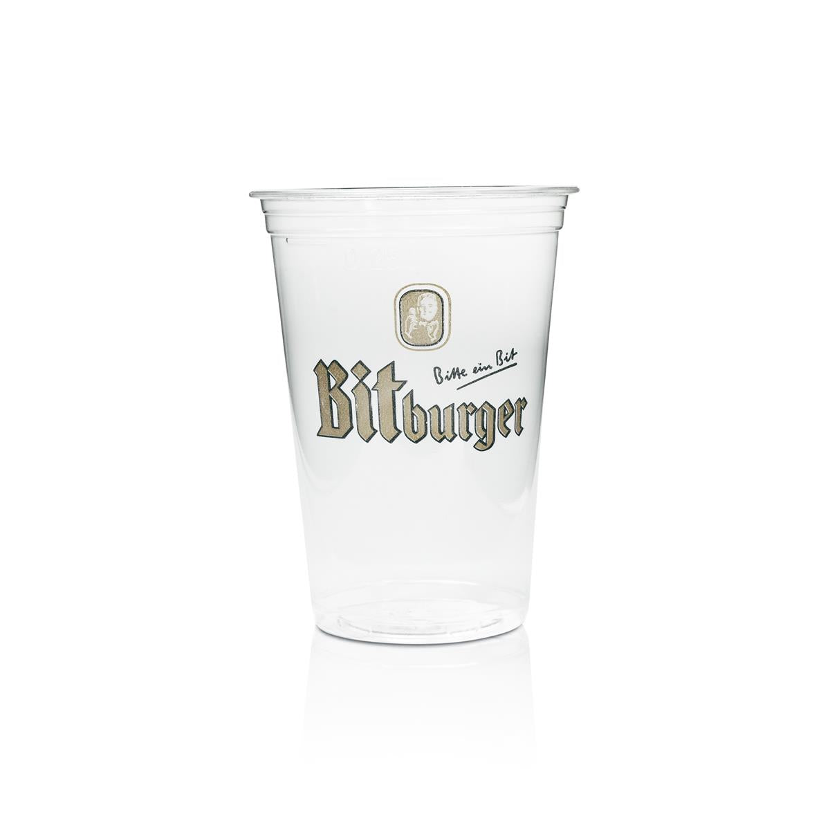 80 bicchieri Bitburger da 0,25 l in plastica monouso per birra, calibrati, prodotti biologici – Vista 2