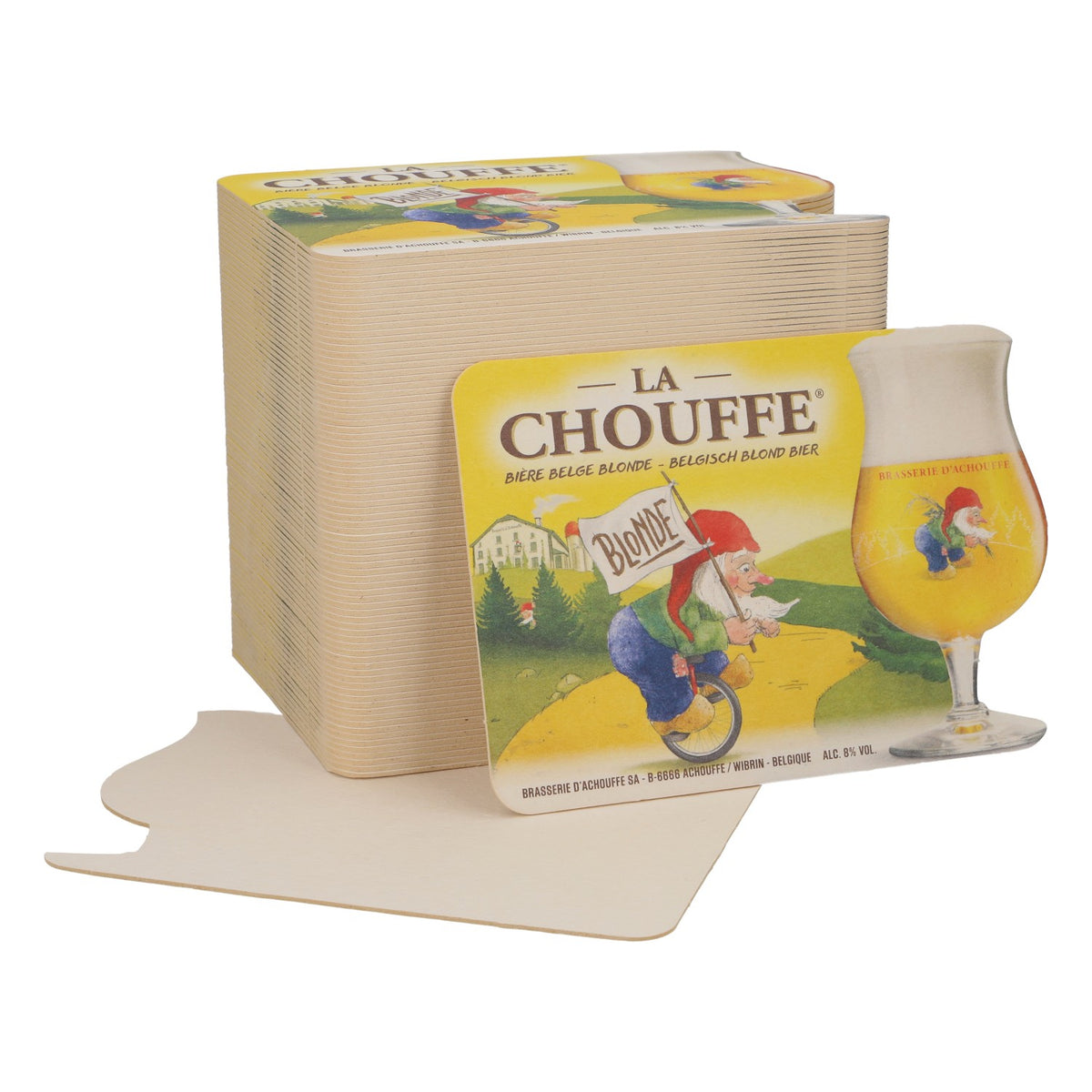 80x Brasserie D'Achouffe Birra Sottobicchieri Sottobicchieri in vetro Fustellati