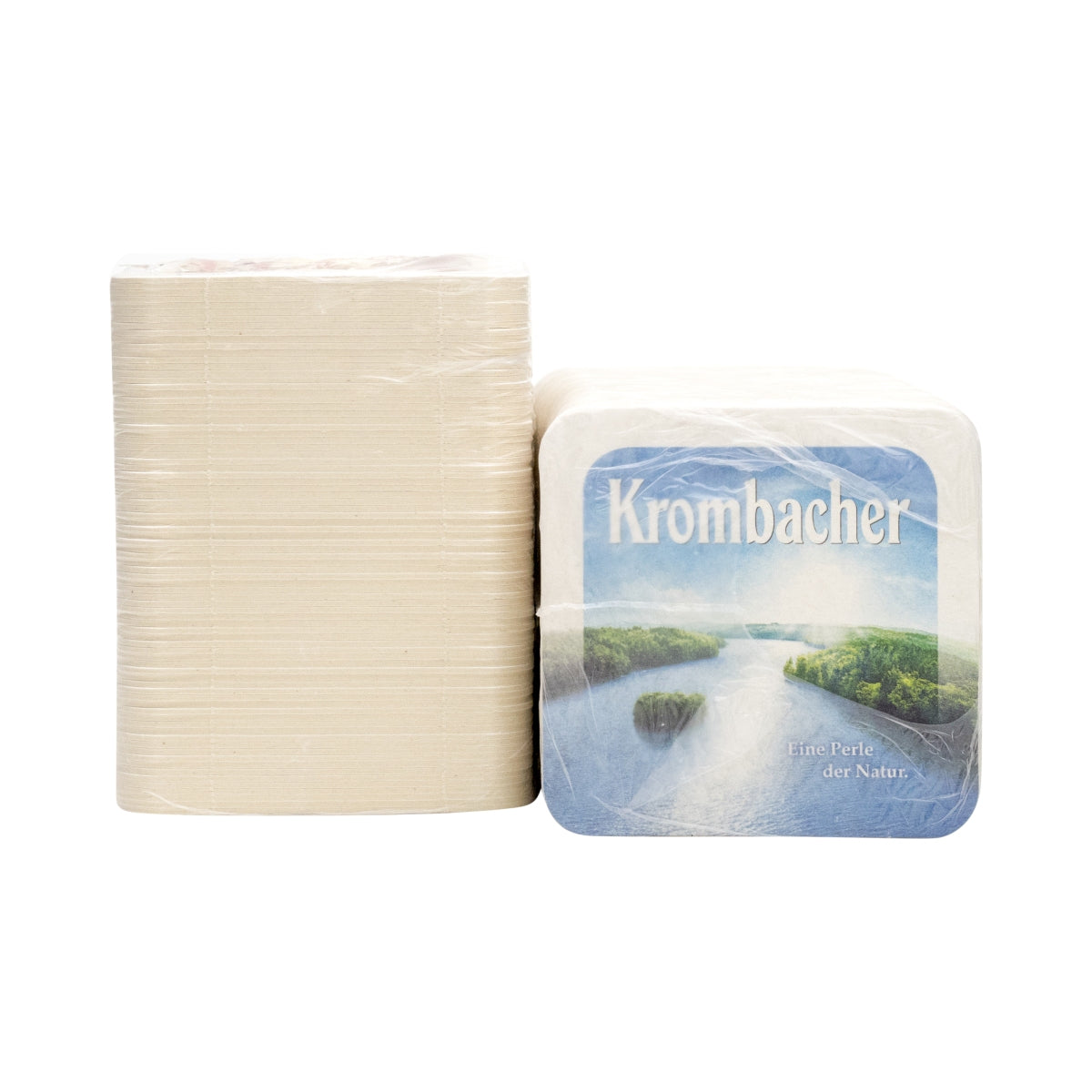 80 sottobicchieri Krombacher con logo e lago – Vista 2