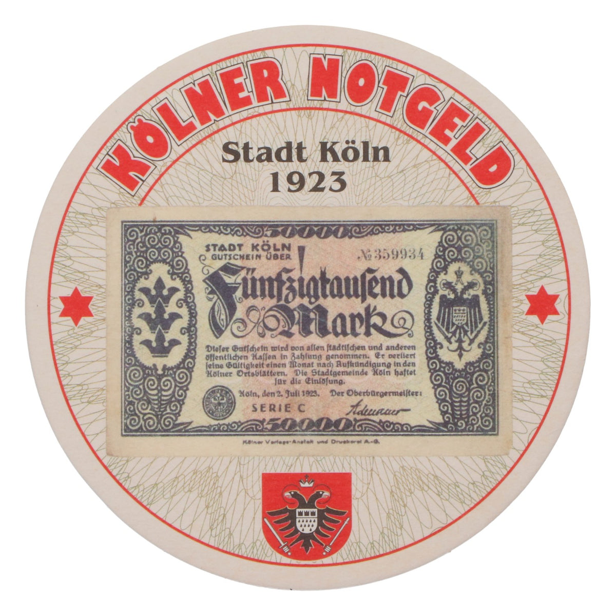 80x Sottobicchieri Reissdorf "Kölner Notgeld" Cinquantamila marchi – Vista 3