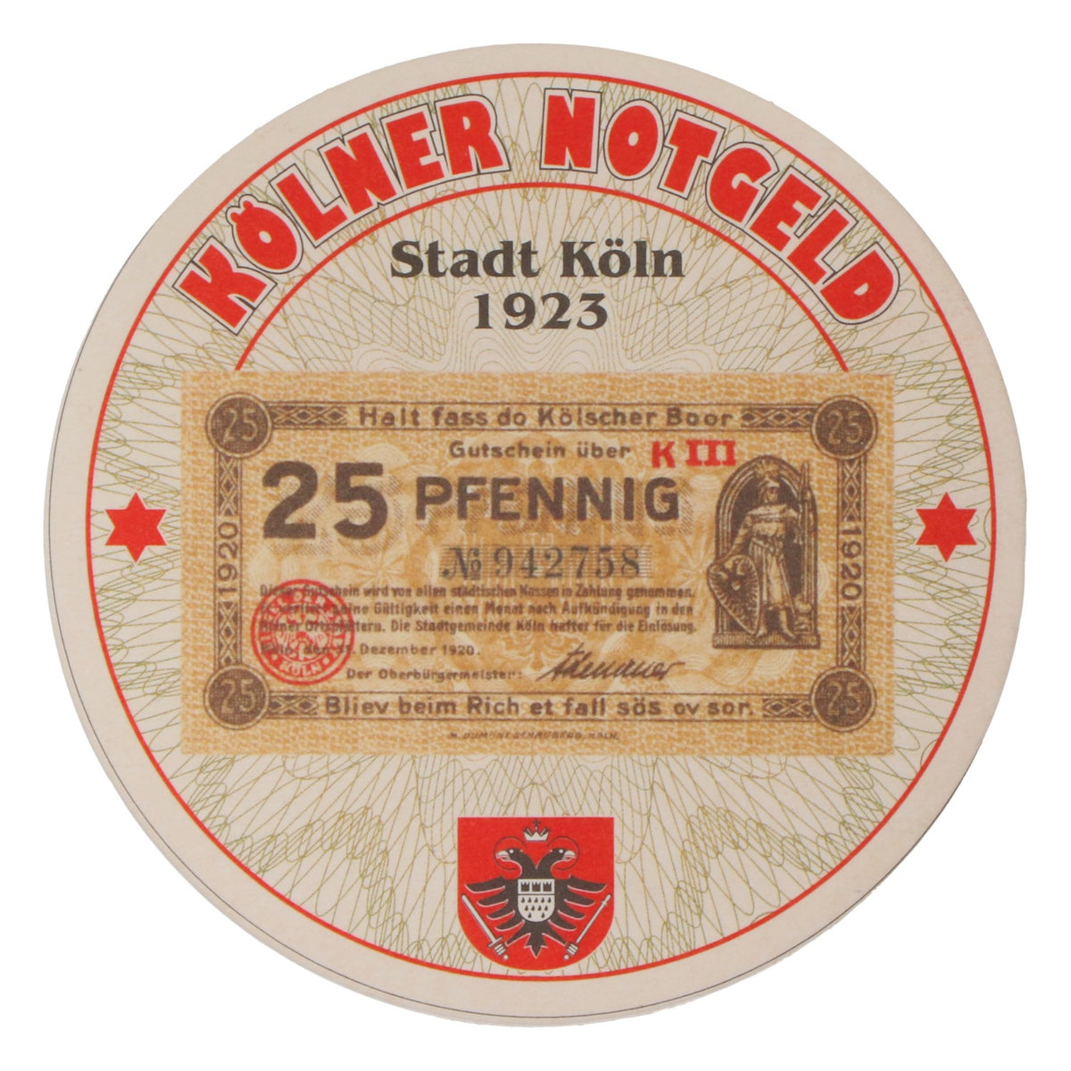 80x Sottobicchieri Reissdorf "Kölner Notgeld" 25 Pfennig – Vista 3