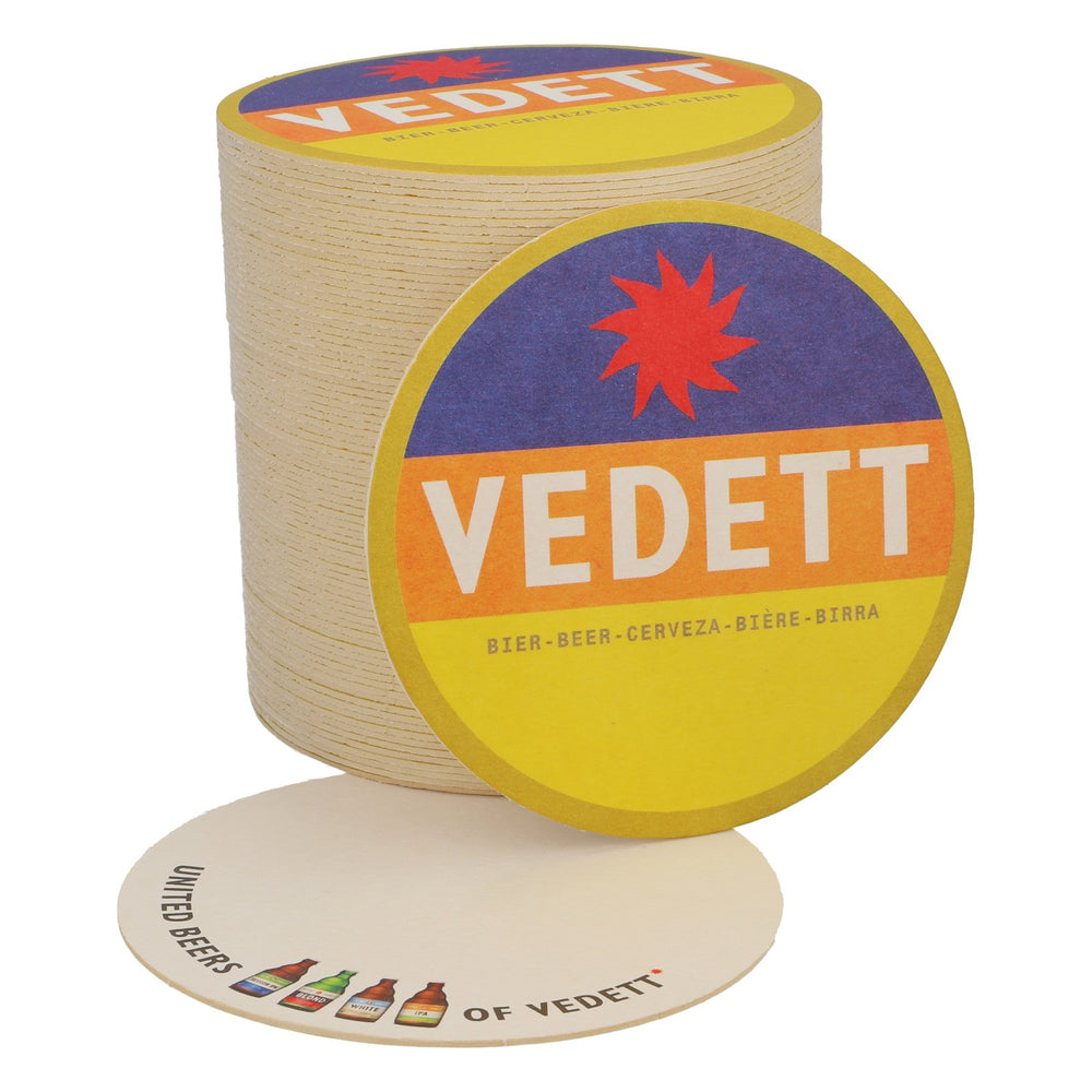 80x sottobicchieri Vedett Birra Sottobicchieri Sottobicchieri in vetro Blu/ arancione/ giallo