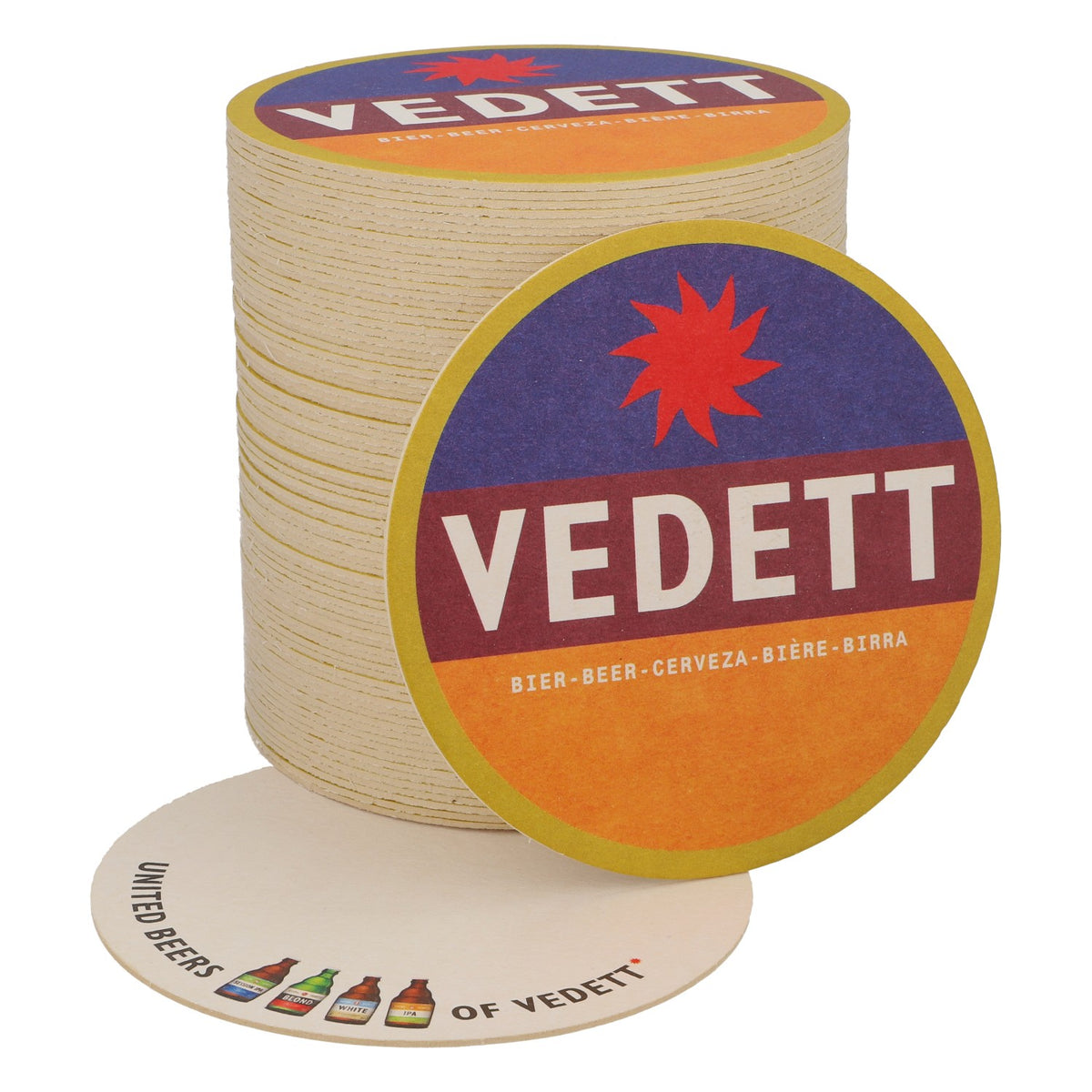 80x sottobicchieri Vedett Birra Sottobicchieri Sottobicchieri in vetro Blu/ rosso/ arancione