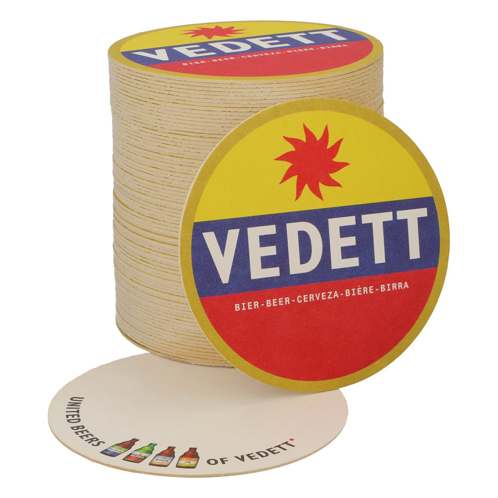 80x sottobicchieri Vedett Birra Sottobicchieri Sottobicchieri in vetro Denaro/ blu/ rosso