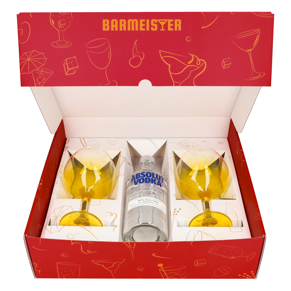 Absolut Vodka Geschenkset 0,7l Flasche 40 % Vol. + Ballongläser Sensation–Pink – Ansicht 2