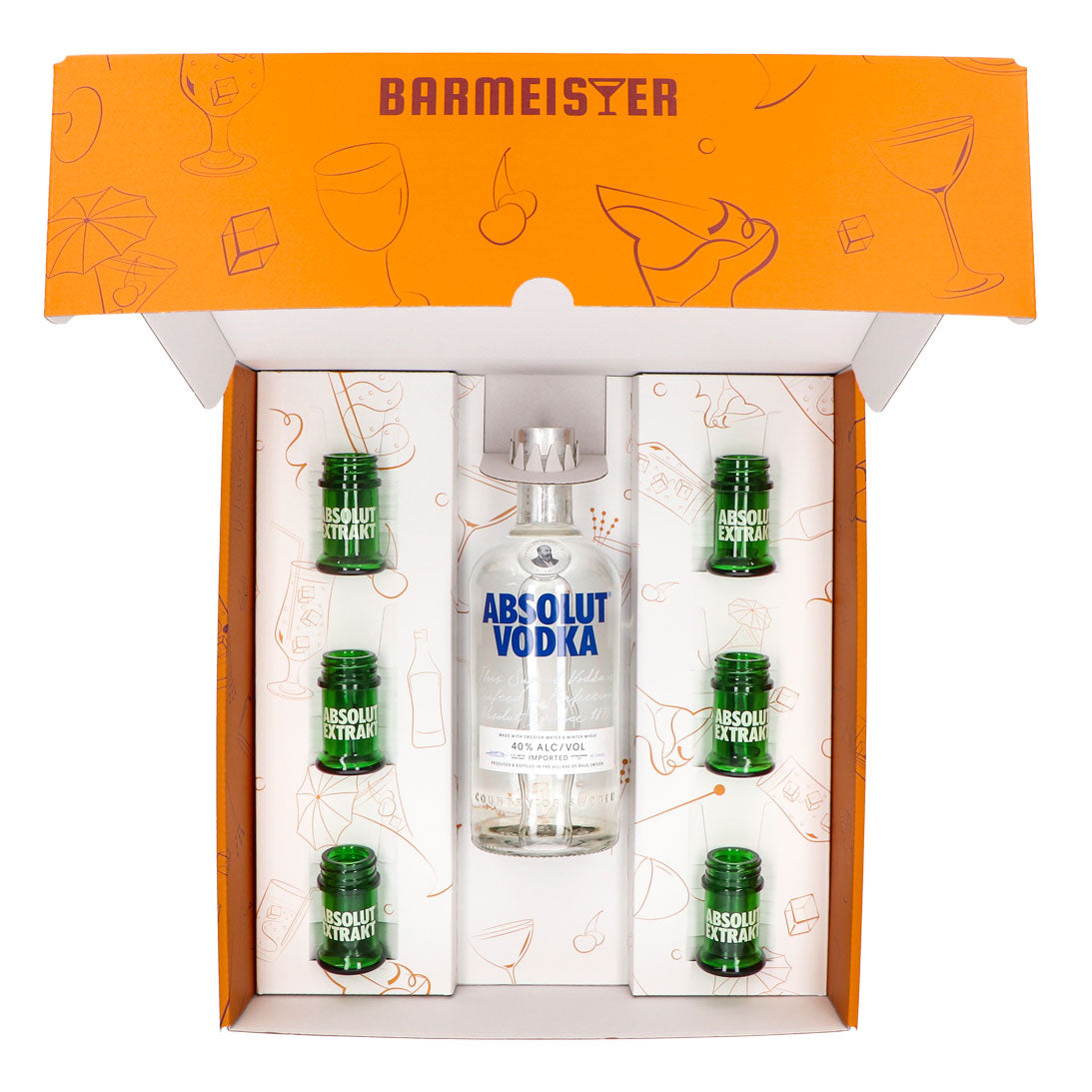 Absolut Vodka Geschenkset 0,7l Flasche 40 % Vol. + Shotgläser Extrakt–Orange – Ansicht 5
