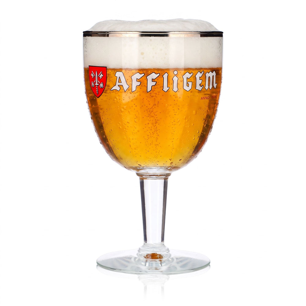 Bicchiere da birra Affligem da 0,49 l, a forma di coppa, con bordo platinato