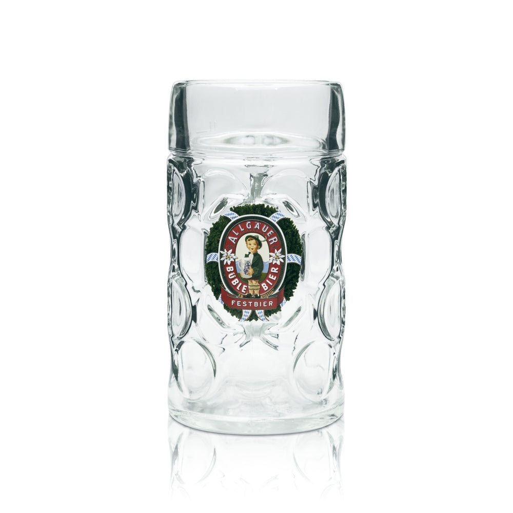 Bicchiere da birra Allgäuer Büble, boccale da 1 litro, edizione Festbier, bicchieri sagomati, birrificio bavarese