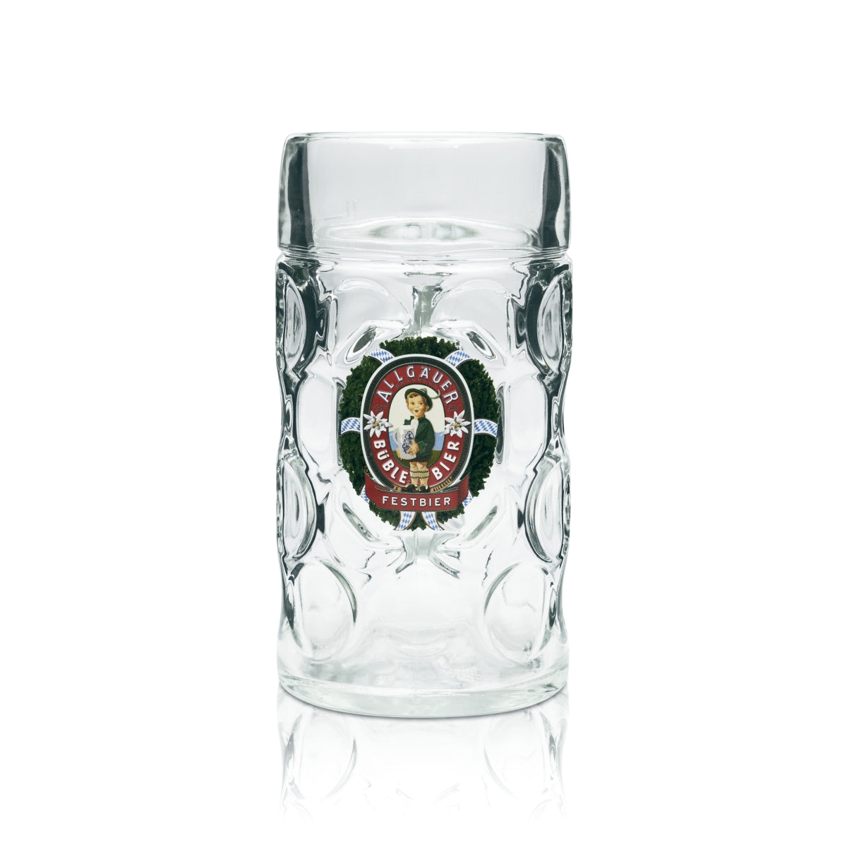 Bicchiere da birra Allgäuer Büble, boccale da 1 litro, edizione Festbier, bicchieri sagomati, birrificio bavarese