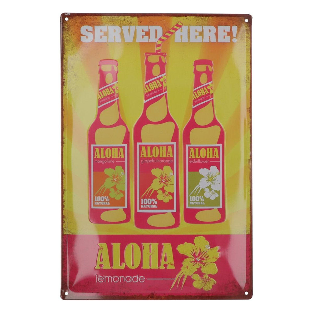 Aloha Limonade Insegna in lamiera Served Here 38x25cm Insegna pubblicitaria Decorazione da parete Merch