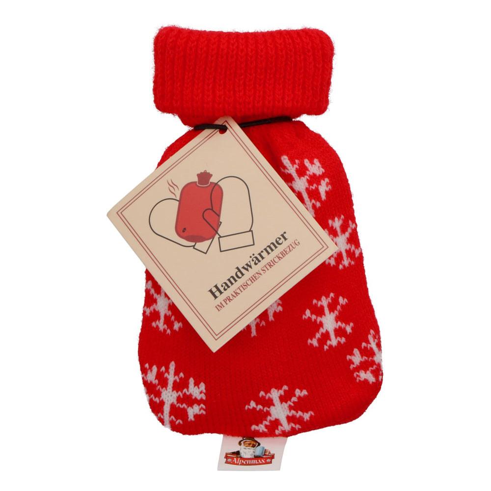 Alpenmax Rum Scaldamani rosso con rivestimento in maglia a motivo di fiocchi di neve