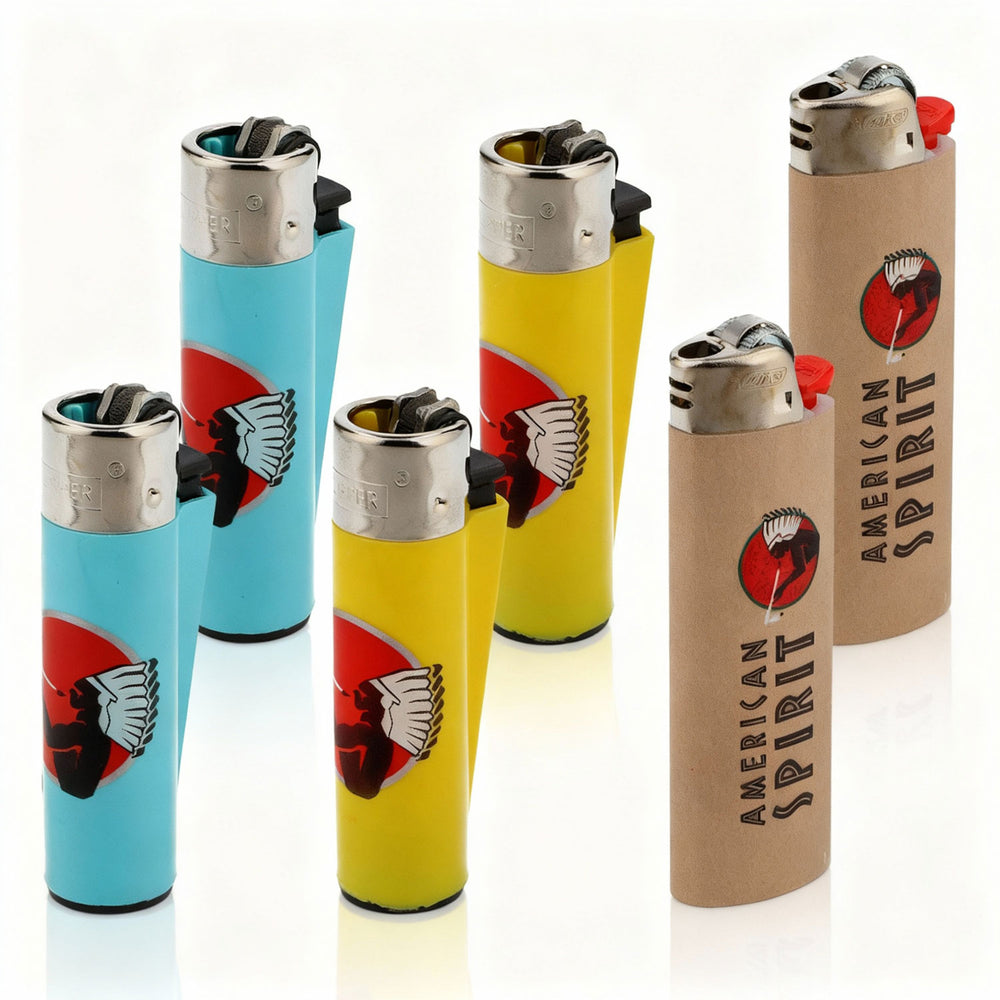 Set di accendini American Spirit composto da 4 accendini Clipper 2 accendini Bic