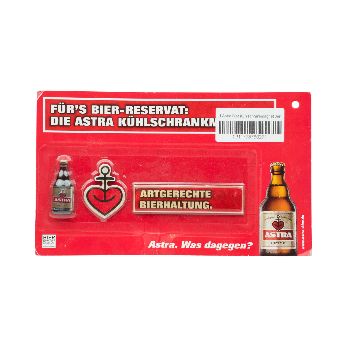 Set Astra Bier Freizeit composto da coprisella, magneti, ciondolo e borsa di iuta – Vista 3