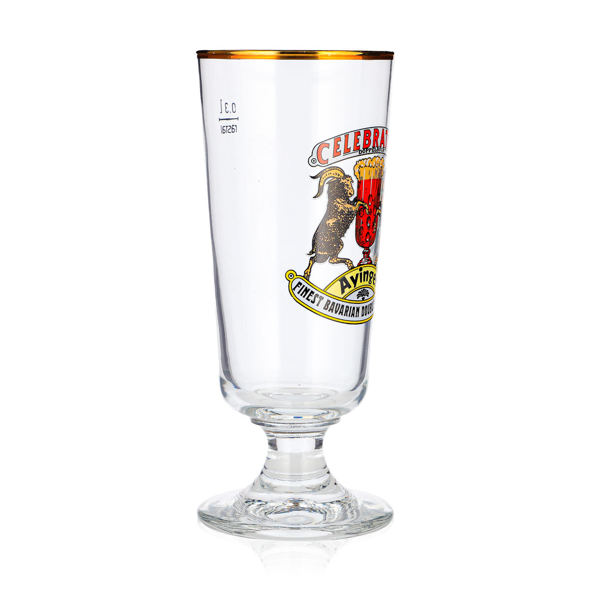 Bicchiere da birra Ayinger da 0,3 l, a calice con bordo dorato, Celebrator Rastal – Vista 2