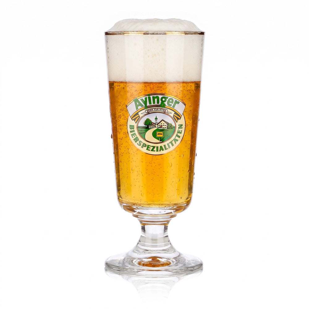 Bicchiere da birra Ayinger da 0,3 l, a coppa, con bordo dorato, modello Rastal