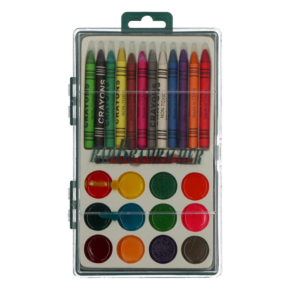 Bad Brambacher - Set da pittura ad acqua: 12 pastelli a cera e 12 colori ad acqua Plastica