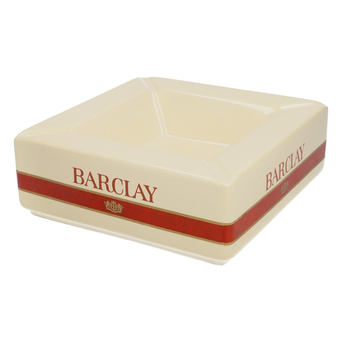 Barclay Sigarette Ceramica Posacenere Ashtry Anni '80 Beige XXL 19x19cm