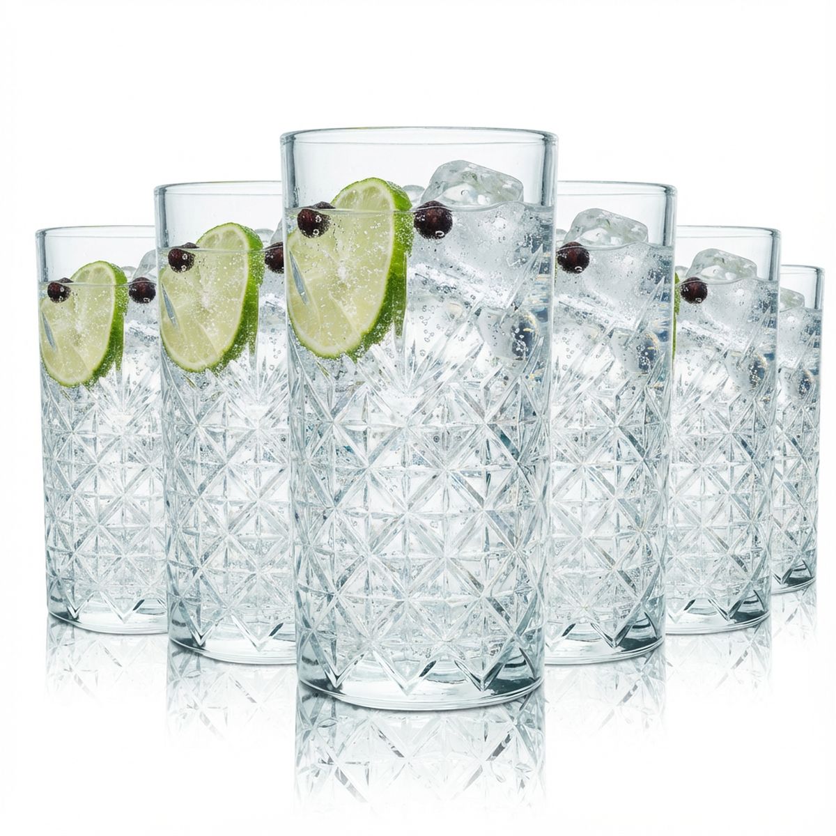 Set di 6 bicchieri Bathtub Gin 0,4 l bicchieri highball/long drink – vetro goffrato robusto ed elegante