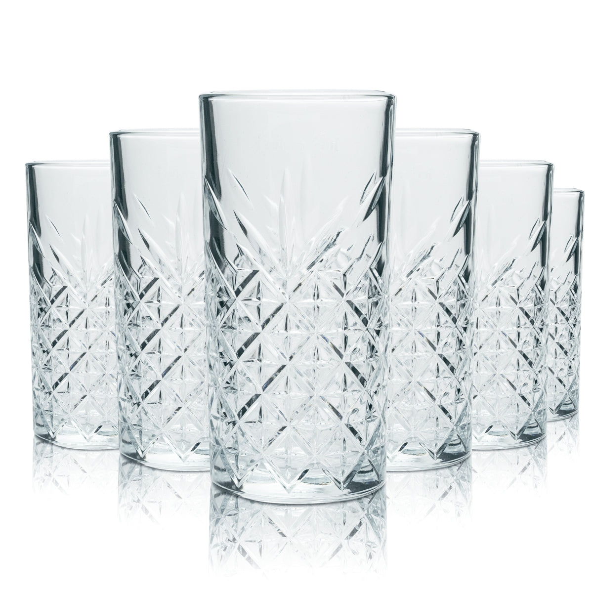 Set di 6 bicchieri Bathtub Gin 0,4 l bicchieri highball/long drink – vetro goffrato robusto ed elegante – Vista 2