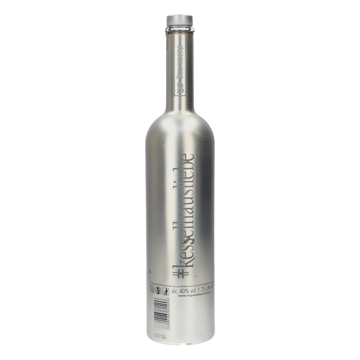 Bottiglia da esposizione Belvedere Vodka da 1,75 l, vuota, edizione Chrome con LED, usata – Vista 3