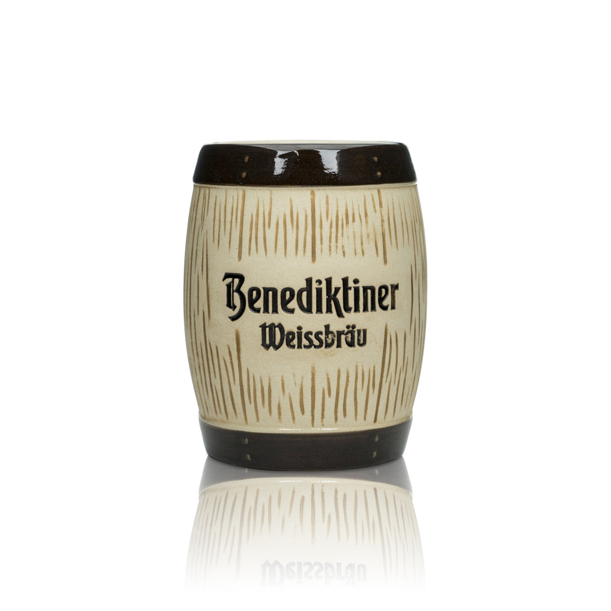 Cestino portaposate in ceramica per birra benedettina, con supporto a forma di botte e boccale in vetro, scatola e bar