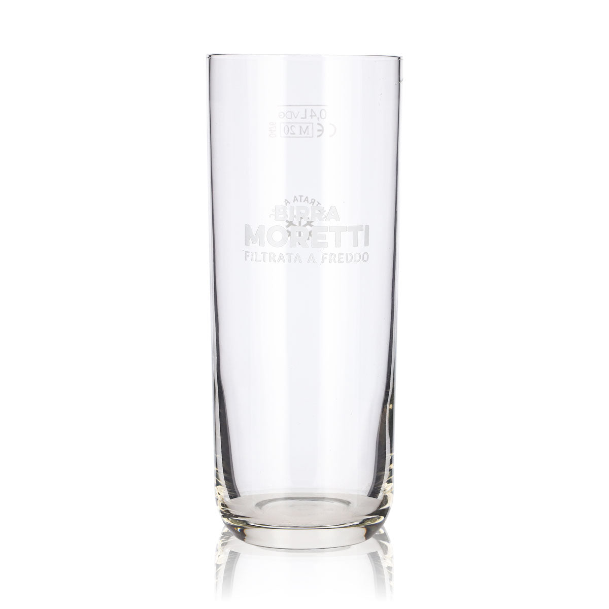 Bicchiere da birra Birra Moretti da 0,4 l, bicchiere tumbler con logo bianco, bicchiere da birra Willibecher