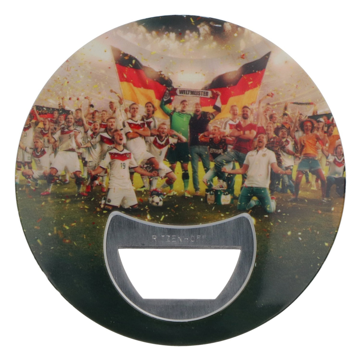 Apribottiglie Bitburger a forma circolare Campione del mondo di calcio 2014 Ritzenhoff