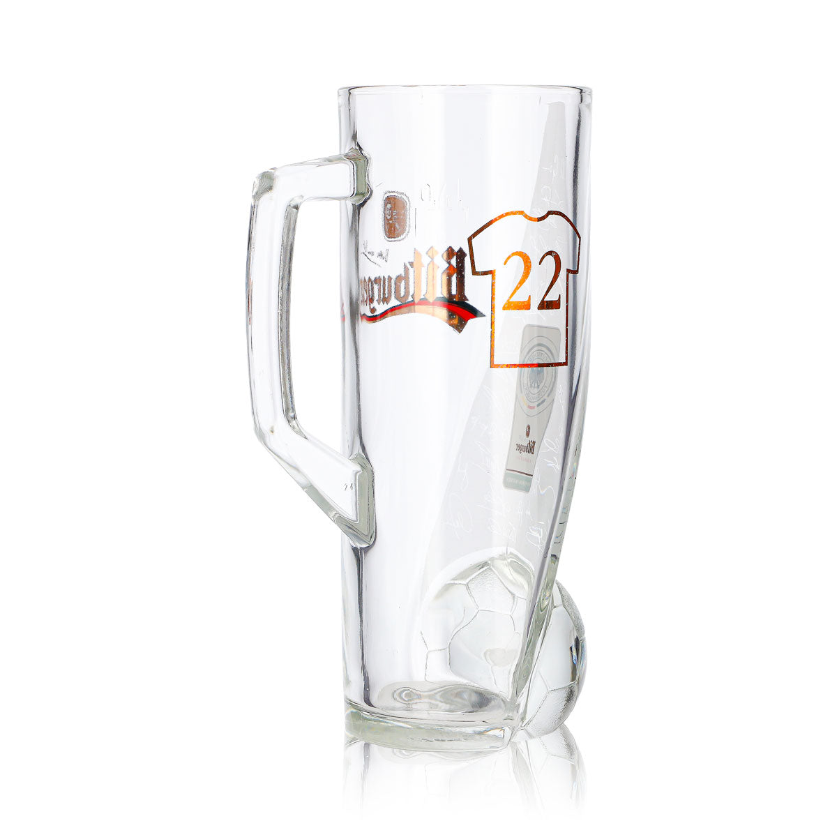 Bicchiere da birra Bitburger da 0,4 l, boccale DFB Premium analcolico con numero di maglia 22 – Vista 5
