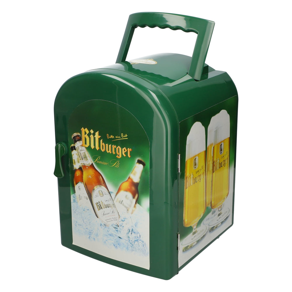 Bitburger, frigorifero portatile elettrico 12 V / 230 V, caldo/freddo, da campeggio, articolo di seconda scelta, usato