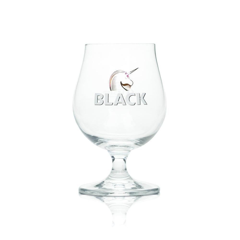 Bicchiere da birra nero 0,25 l, calice tulipano, bicchieri Unicorno Licorne Birrificio
