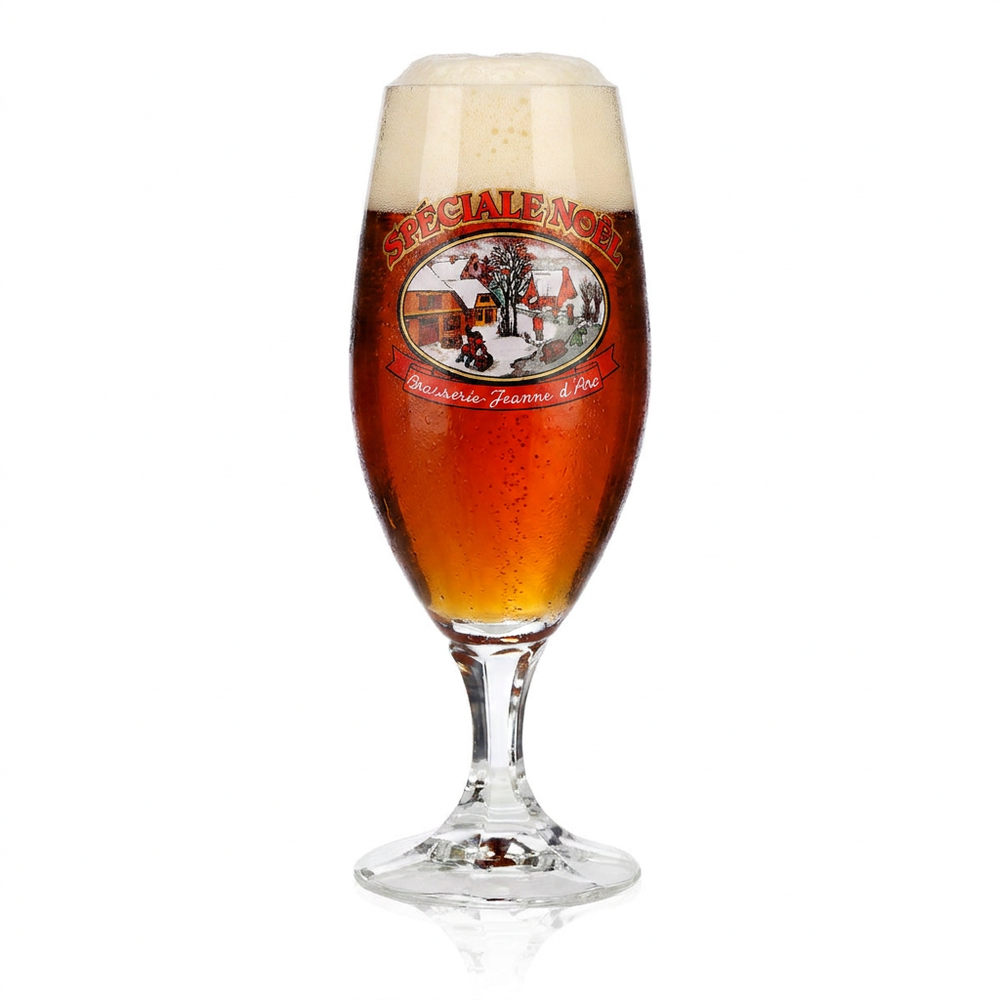 Brasserie Jeanne d'Arc, bicchiere da birra da 0,25 l, modello "Spéciale Noël", graduato, da collezione