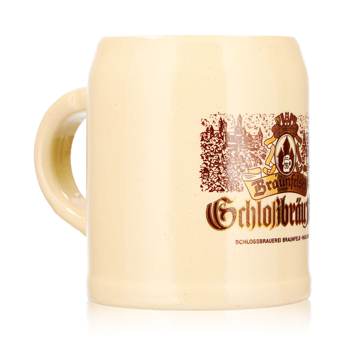 Bicchiere da birra Braunfelser da 0,25 l, boccale di terracotta Schloßbräu 1868 – Vista 3