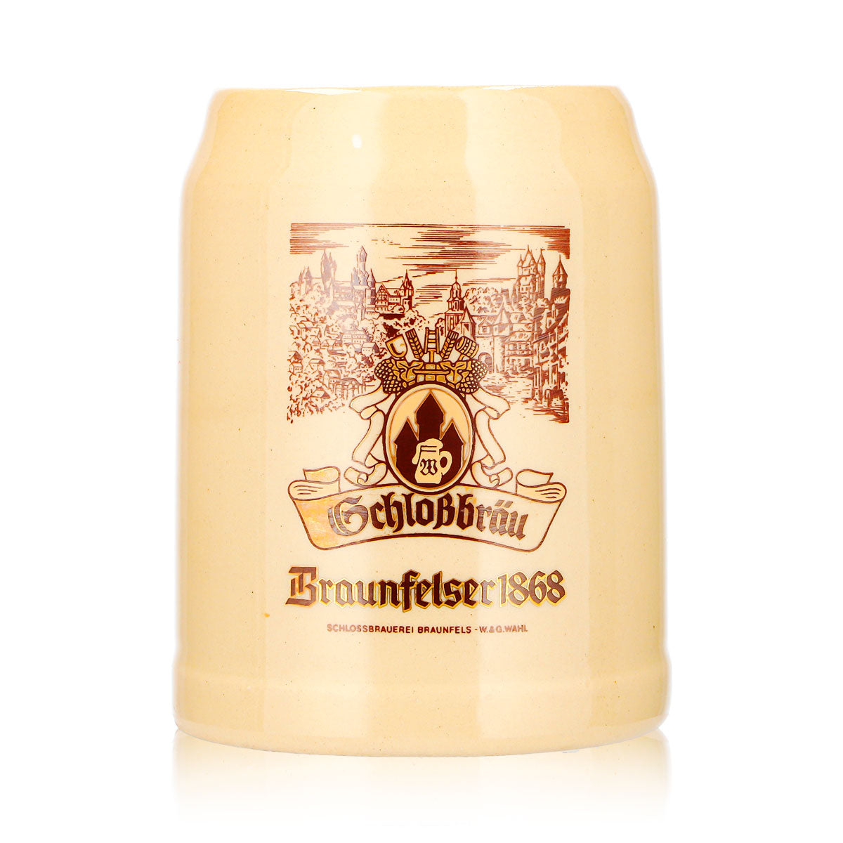 Bicchiere da birra Braunfelser da 0,25 l, boccale in terracotta Schloßbräu, colore Sahm – Vista 2