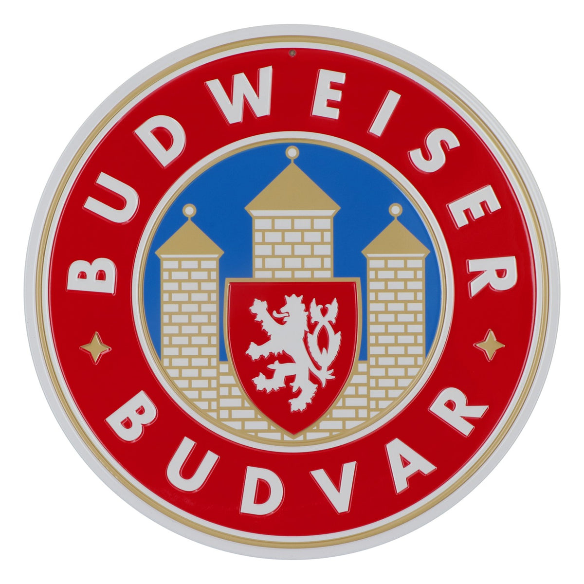 Targa pubblicitaria in metallo della birra Budweiser Decorazione da parete rotonda "Budvar"