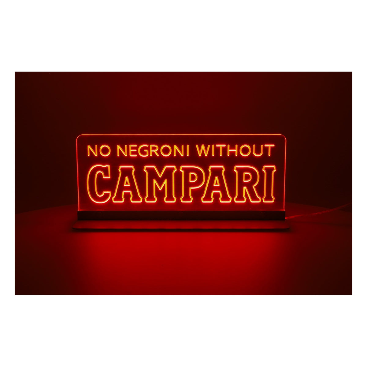 Insegna luminosa a LED con liquore Campari "No Negroni Without Campari"