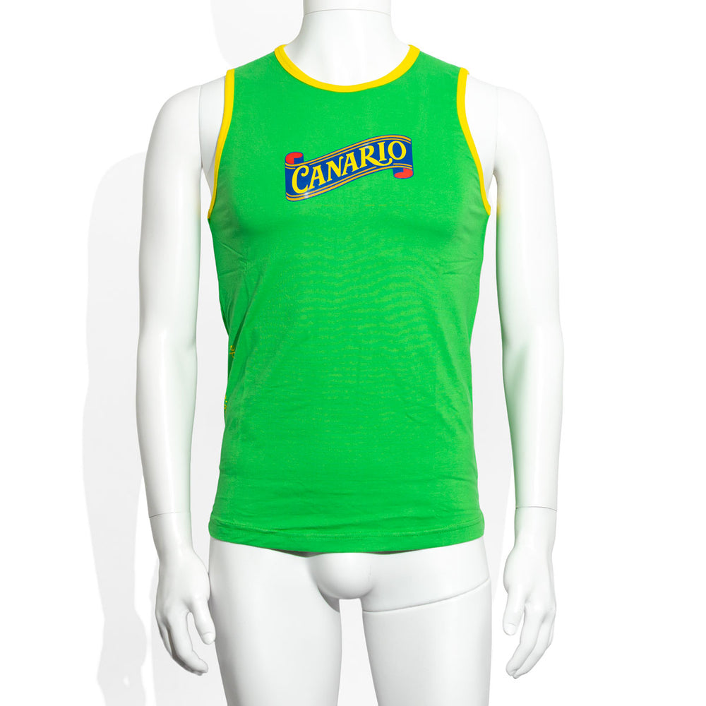 Canario Cachaca T-shirt da uomo verde chiaro tinta unita Scollo rotondo Bordo giallo Taglia M