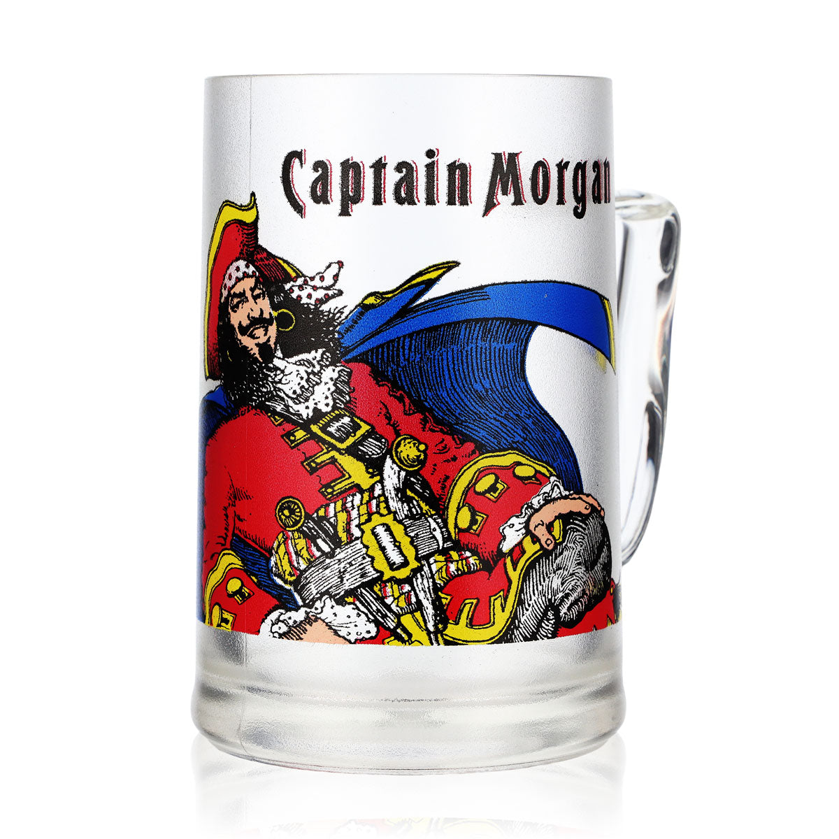 Bicchiere da rum Captain Morgan da 0,63 l, in plastica riutilizzabile, con motivo piratesco, trasparente