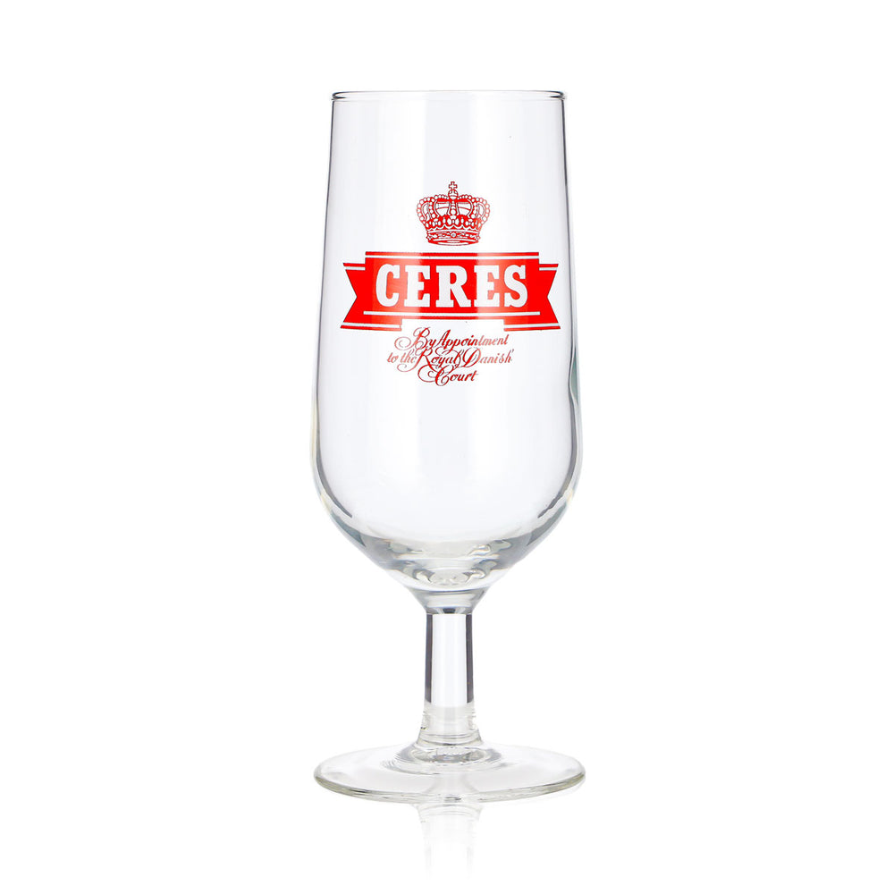 Bicchiere da birra Ceres da 0,3 l, a forma di coppa, con logo rosso