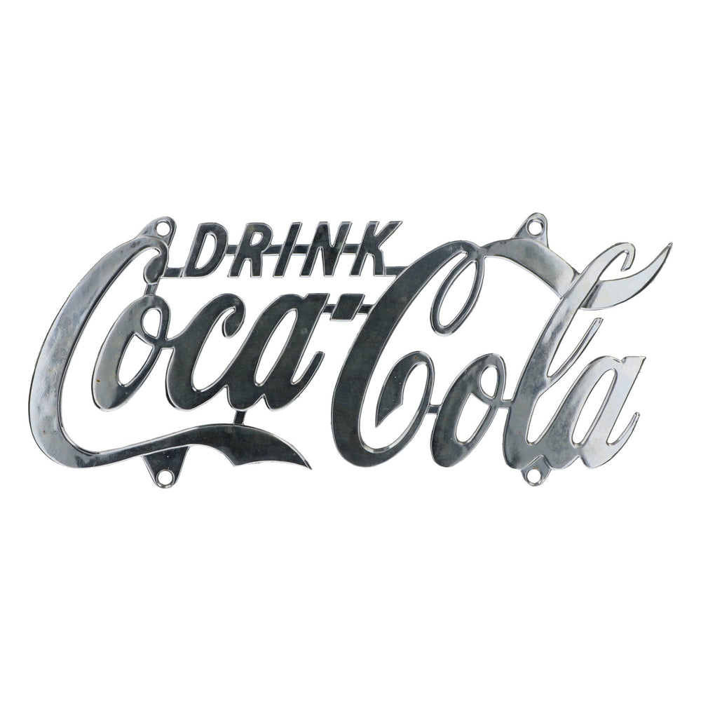 Insegna in lamiera Coca-Cola, decorazione da parete in metallo argento, stile retrò, molto rara