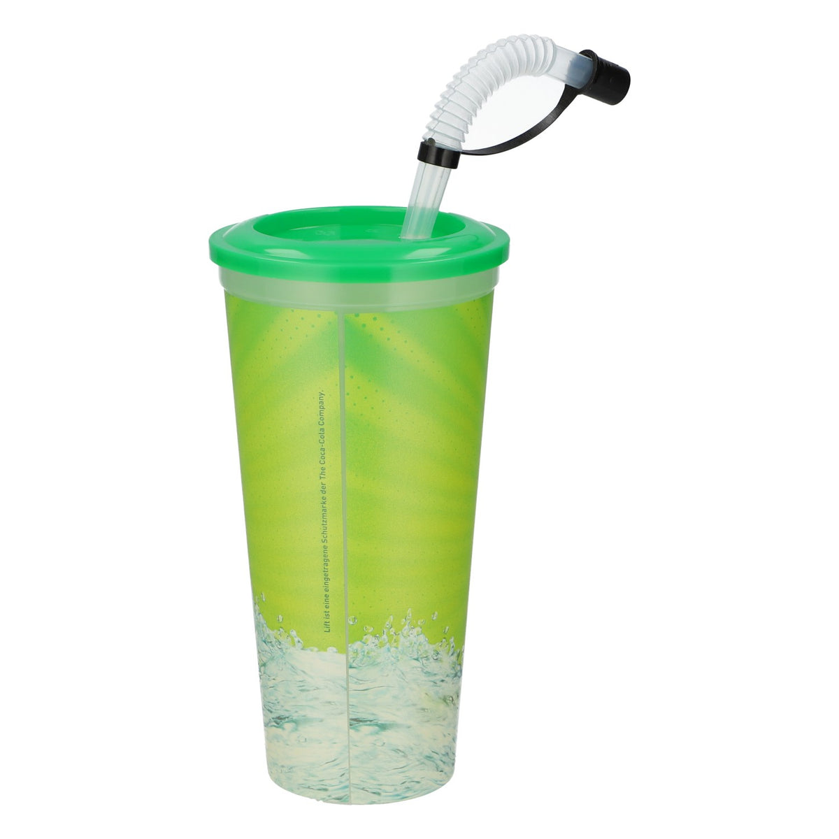 Bicchiere riutilizzabile Coca-Cola Lift da 0,6 l con motivo a mela e cannuccia in plastica – Vista 2