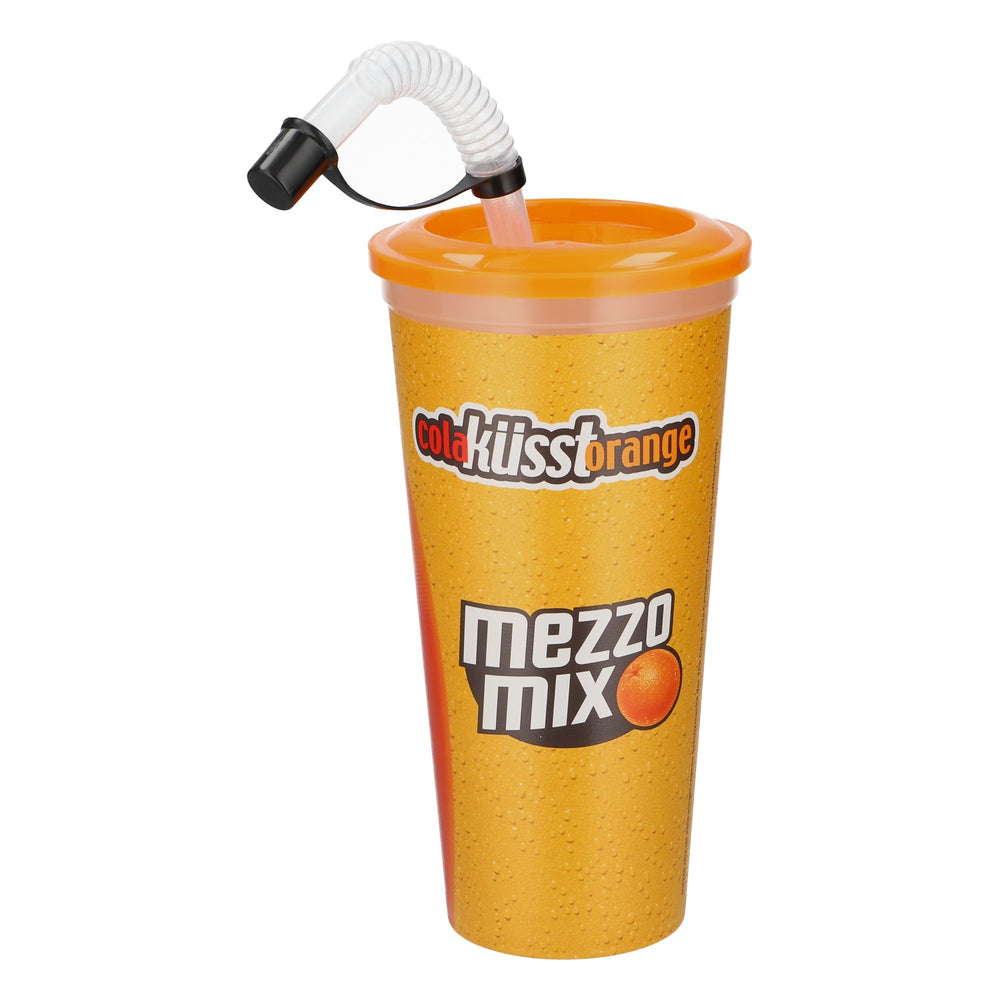 Bicchiere riutilizzabile Coca-Cola Mezzo Mix con motivo "Love" e cannuccia, 0,6 l, in plastica