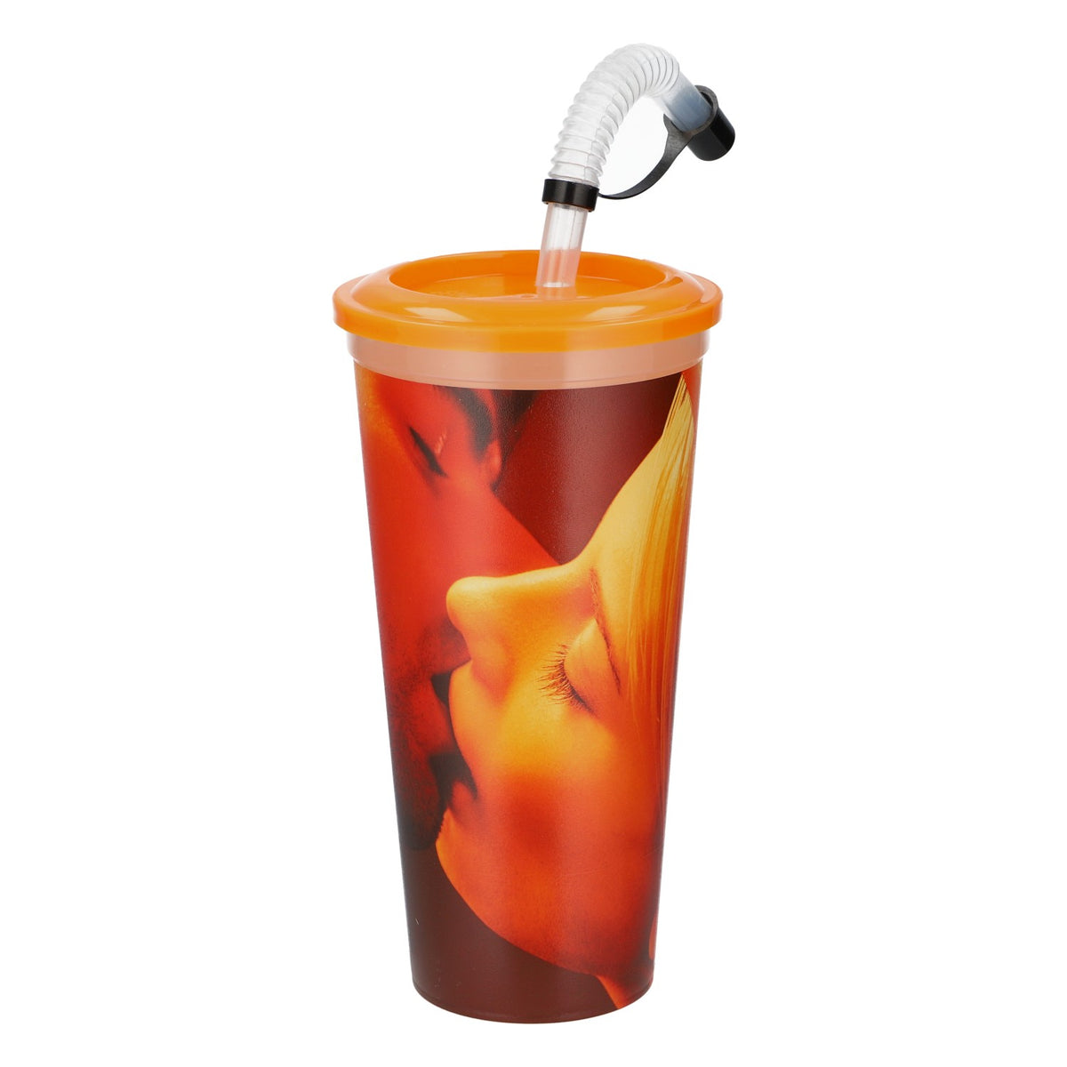 Bicchiere riutilizzabile Coca-Cola Mezzo Mix con motivo "Love" e cannuccia, 0,6 l, in plastica – Vista 2