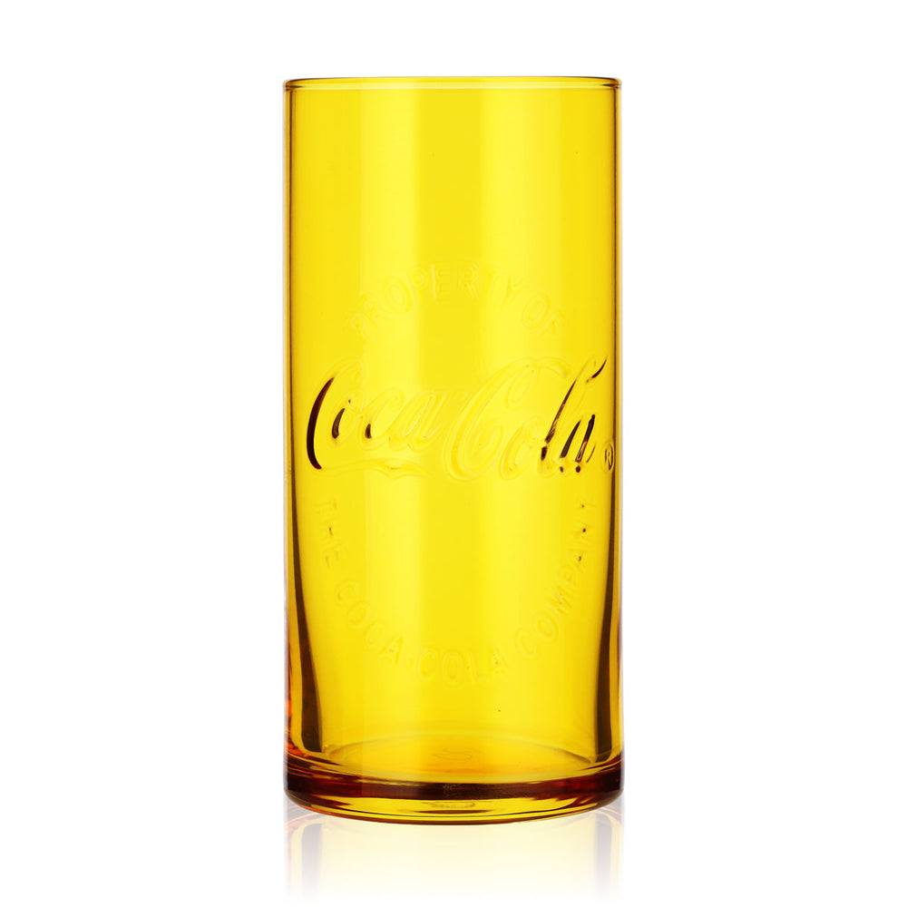 Bicchiere per bibita Coca-Cola da 0,36 l, forma sagomata, giallo, edizione speciale McDonald's