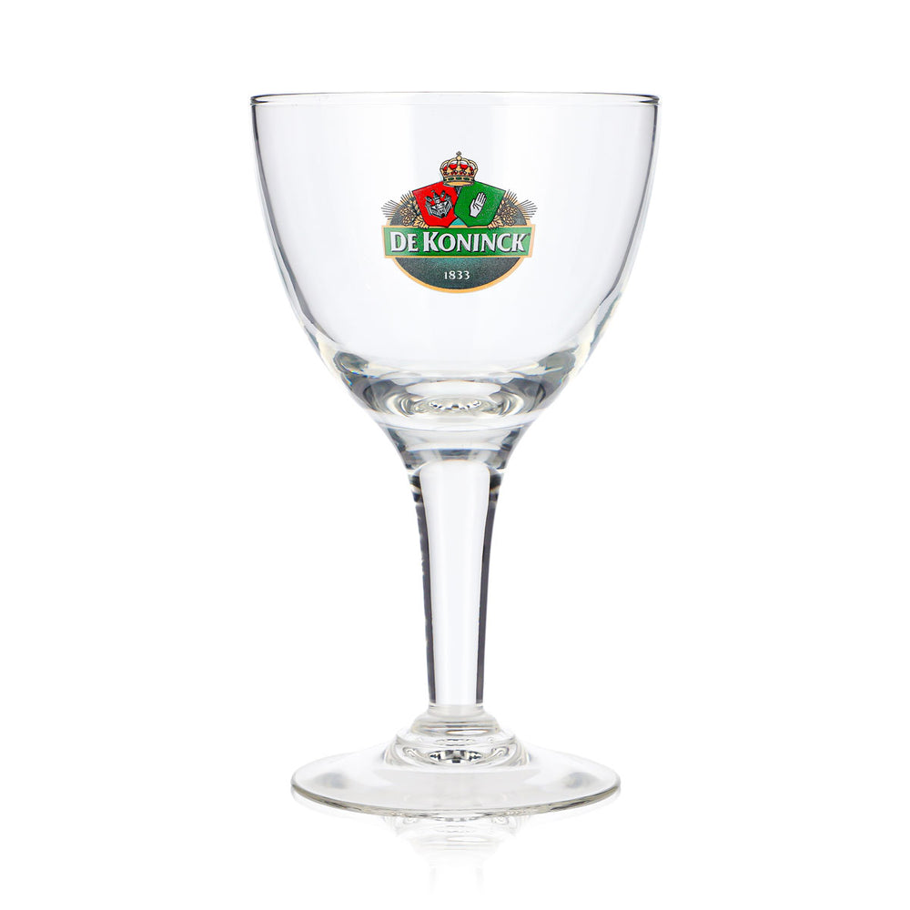 Bicchiere da birra De Koninck da 0,25 l, a calice, con logo verde "Bollecke"