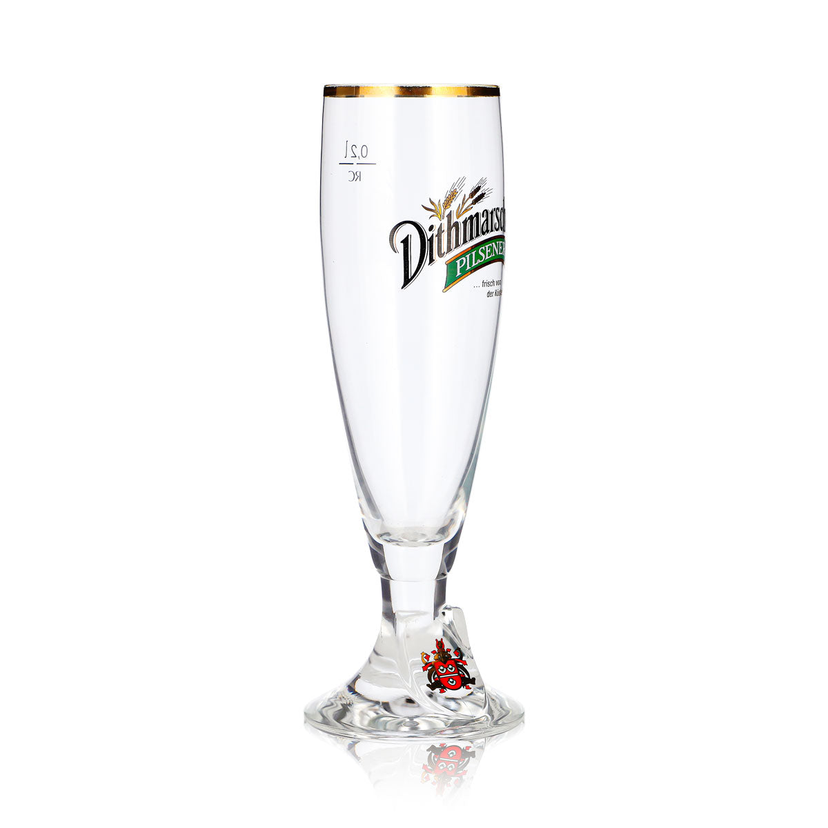 Bicchiere da birra Dithmarscher da 0,2 l, a forma di coppa, Pilsener con bordo dorato – Vista 3