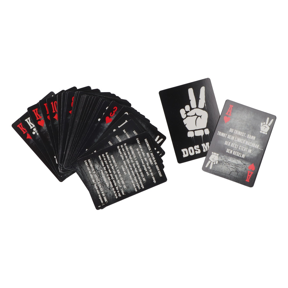 Dos Mas Liquore Gioco di carte Gioco alcolico Serata giochi Shot Commander Carte da skat Nero – Vista 4