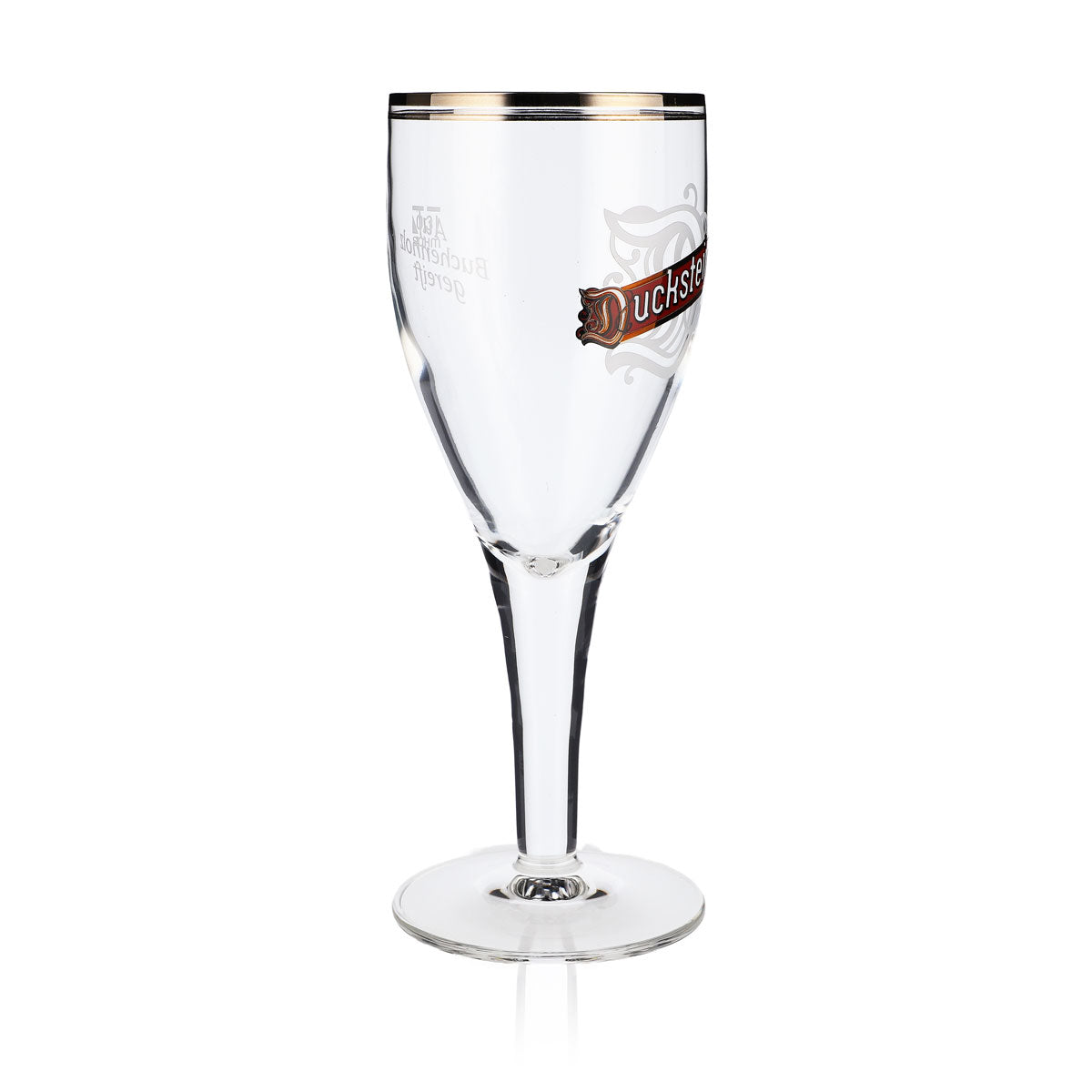 Bicchiere da birra Duckstein 0,3 l a forma di coppa con doppio bordo platinato e grande logo Sahm Harzer – Vista 2