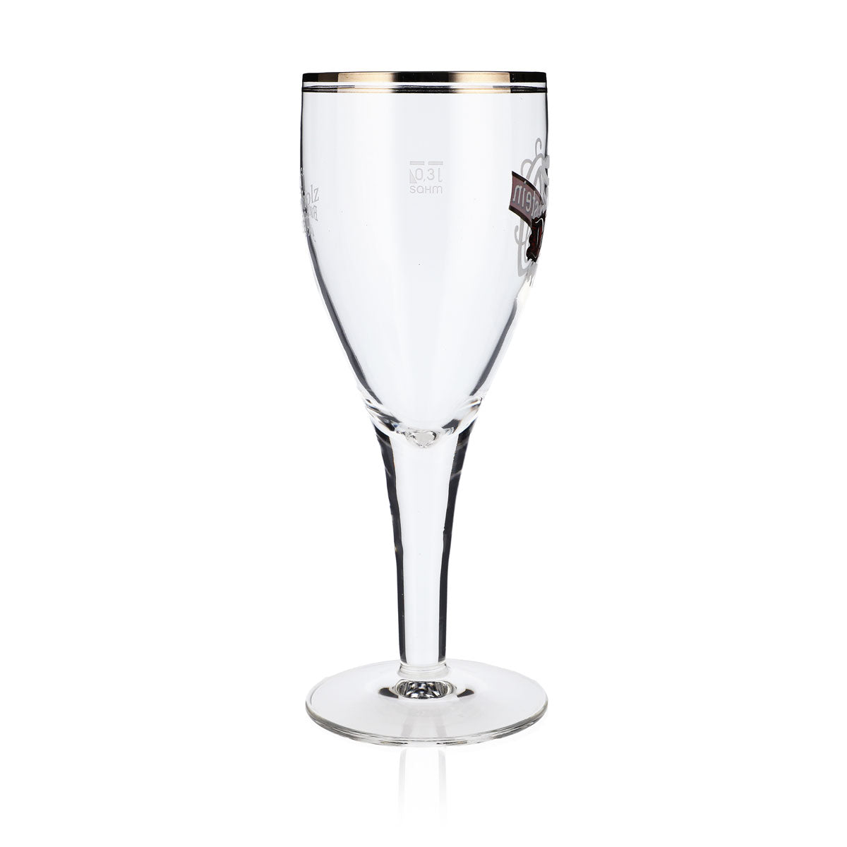 Bicchiere da birra Duckstein 0,3 l a forma di coppa con doppio bordo platinato e grande logo Sahm Harzer – Vista 3